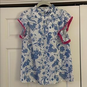 Floral Blue and White Top